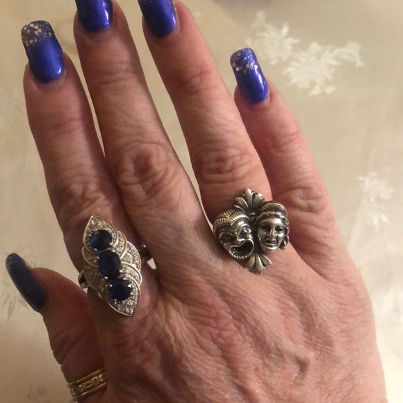 Cini Jewelry Vintage Cini Sterling Silver Drama Mask Ring Poshmark